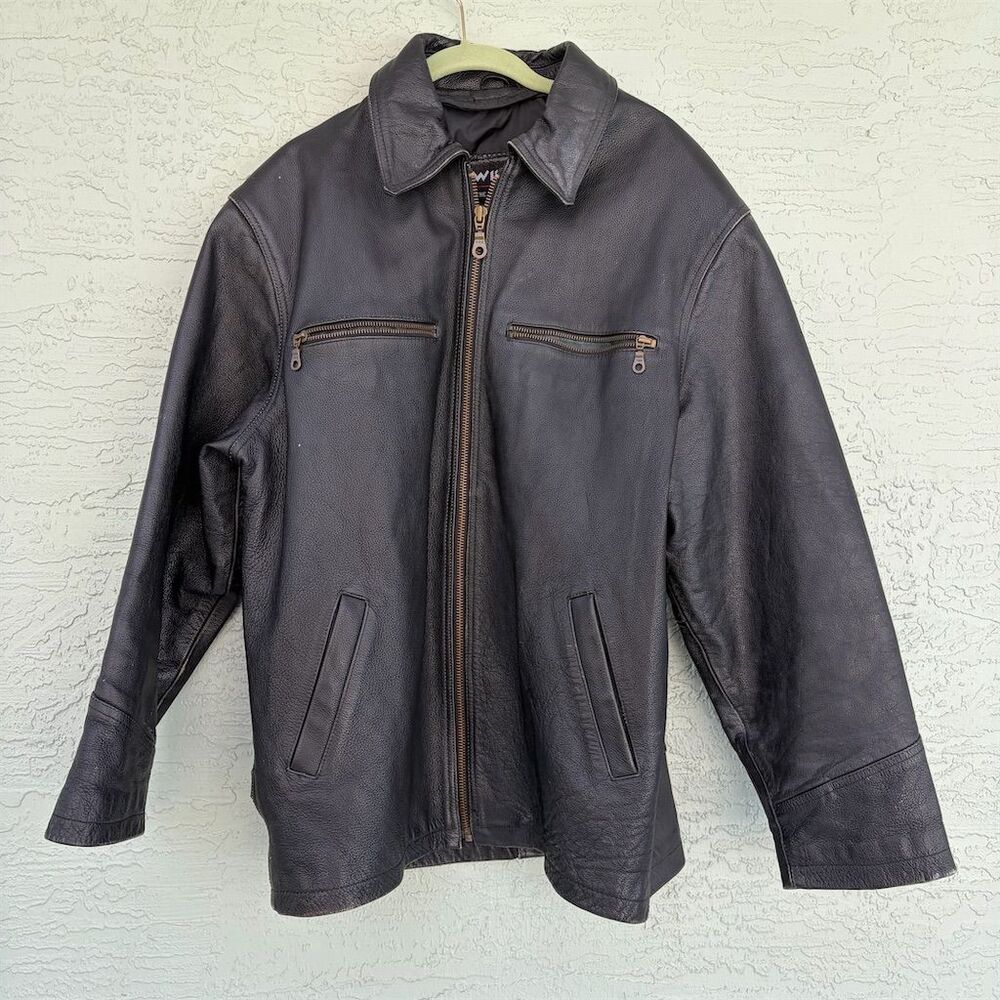 Wilson Leather Men's Black Motorcycle Jacket Size L